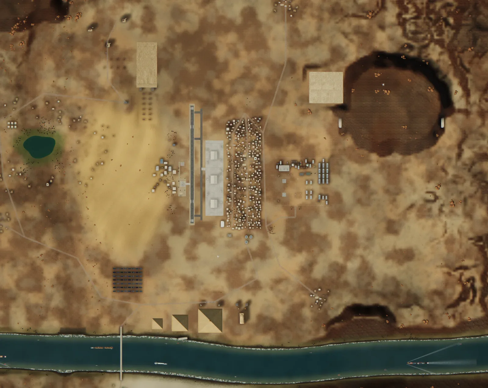 Tunnel Run on the Desert map, seen from above