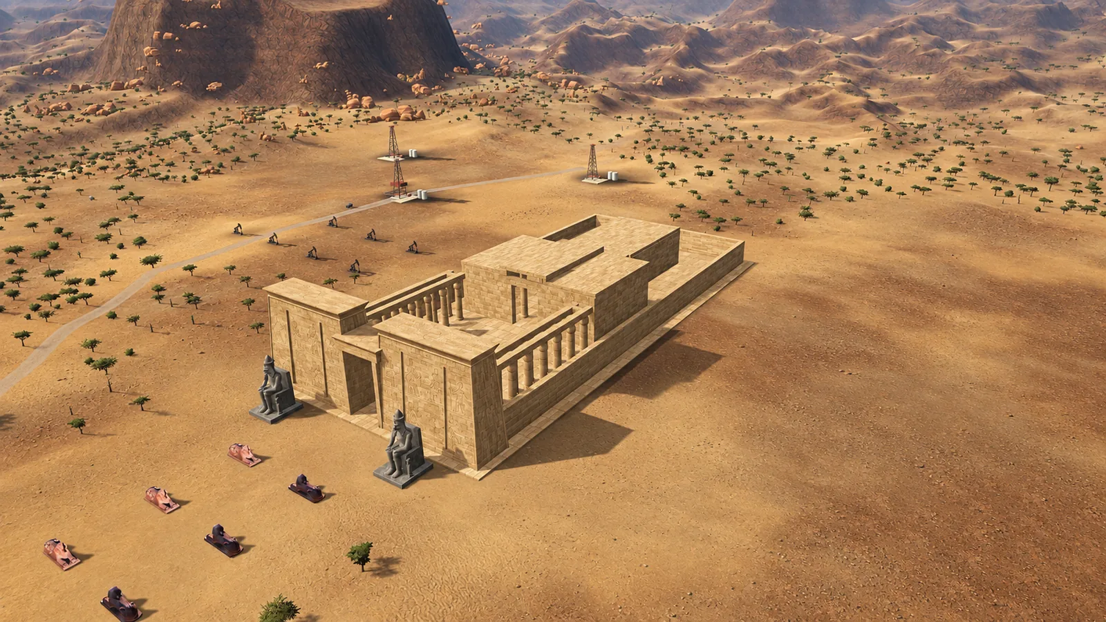 Pyramid Run climbs over the pylon temple