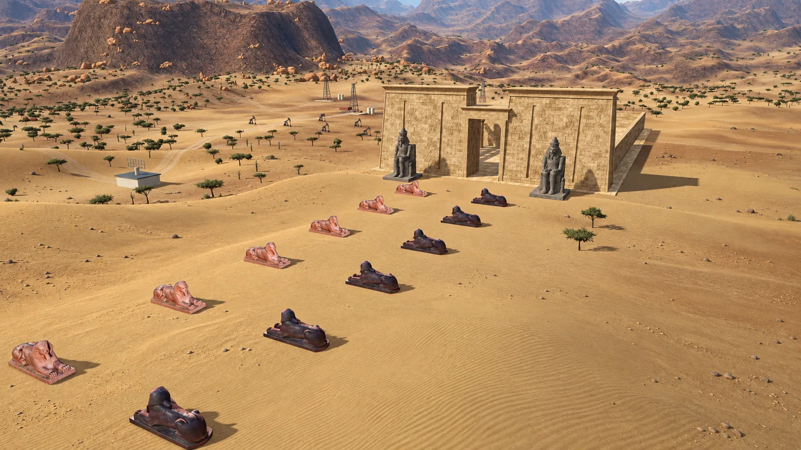 The sphinx avenue up to the pylon temple